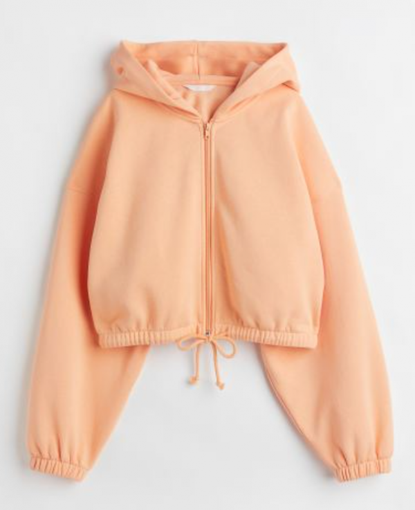 Jaket hoodie dengan detail tali di bagian bawah